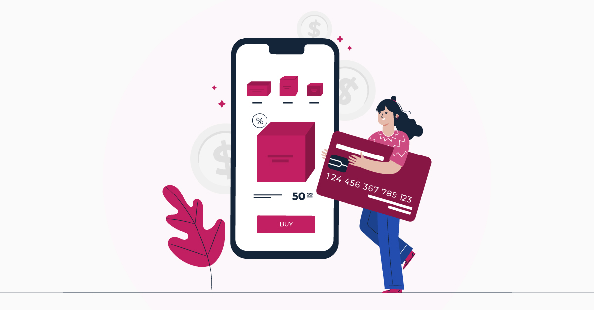 Credit Card infographic of a woman with a phone