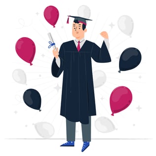 Graduate cartoon holding diploma