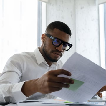 Business owner looking at his finances