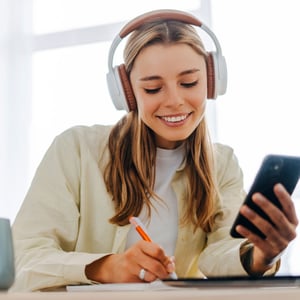 Girl working in her home office