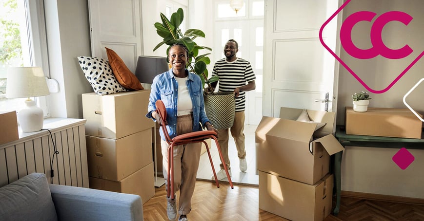 Couple moving into their new home 
