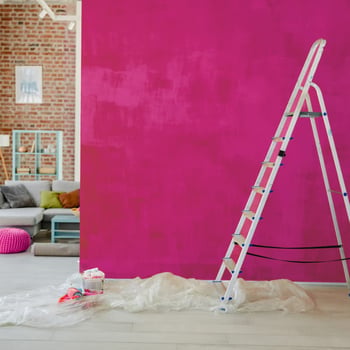 Wall being painted pink