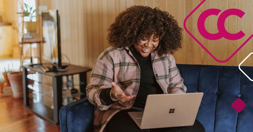 Woman speaking on her laptop to a financial advisor