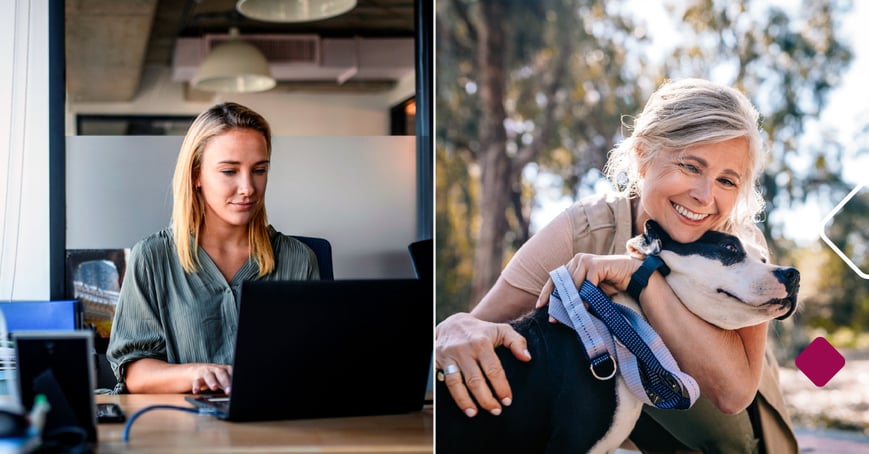 Woman saving for retirement on laptop