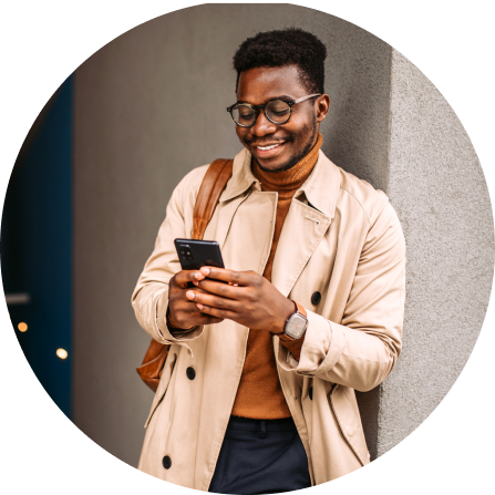 college student scrolling on cell phone