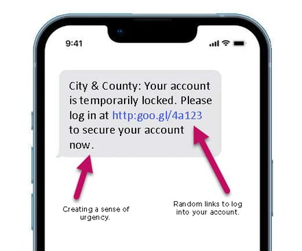 Example of CCCU Fraud text on Iphone Screen