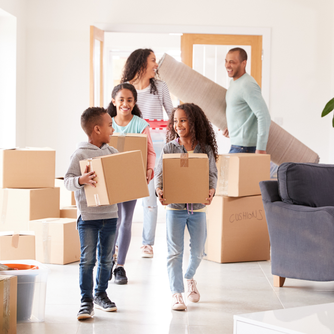 Family moving into their new home