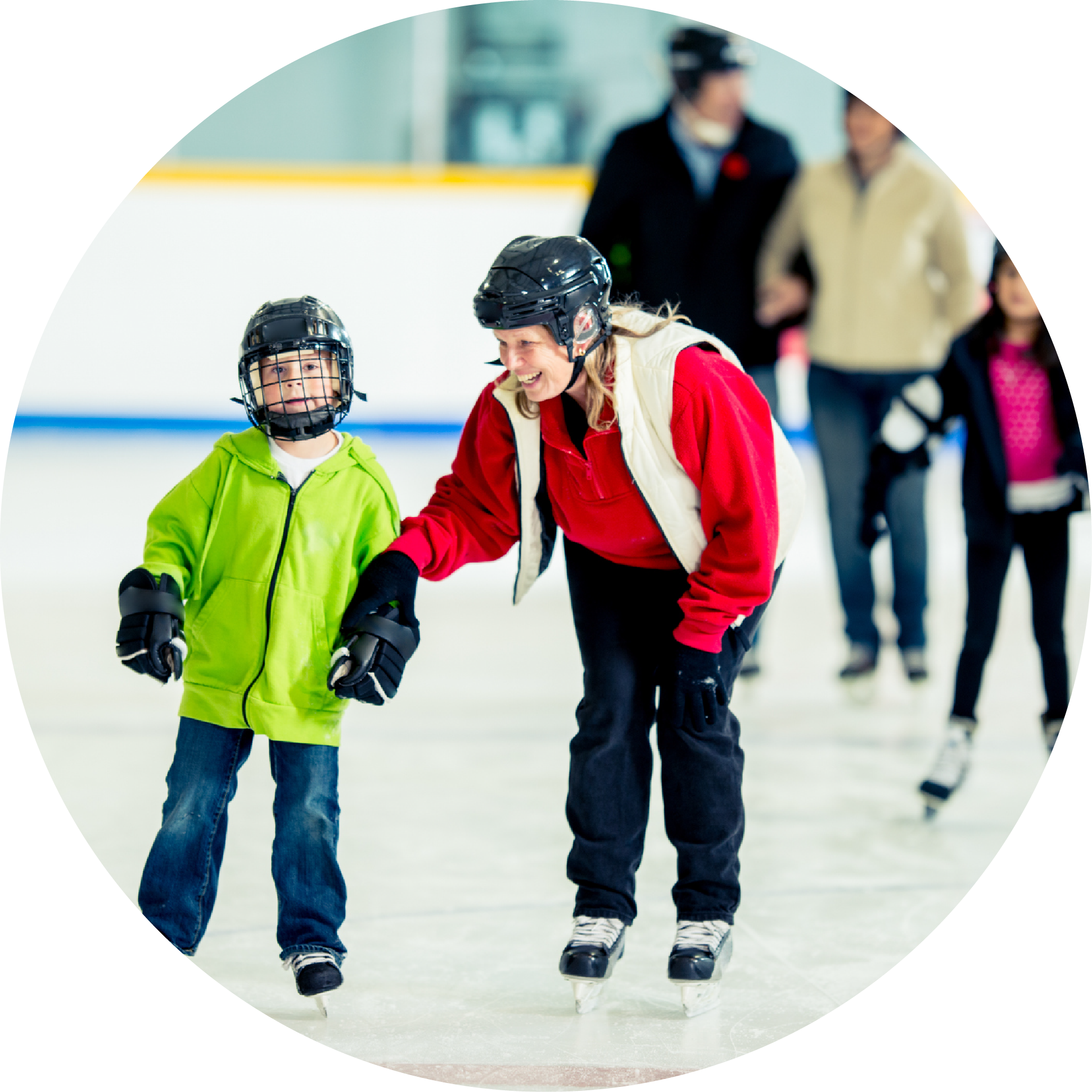 Mom and son ice skating