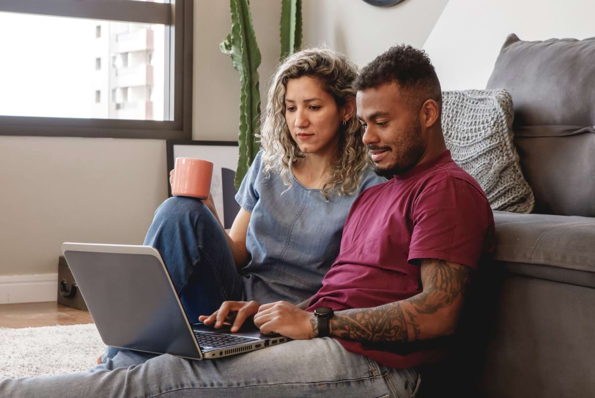 couple looking at computer