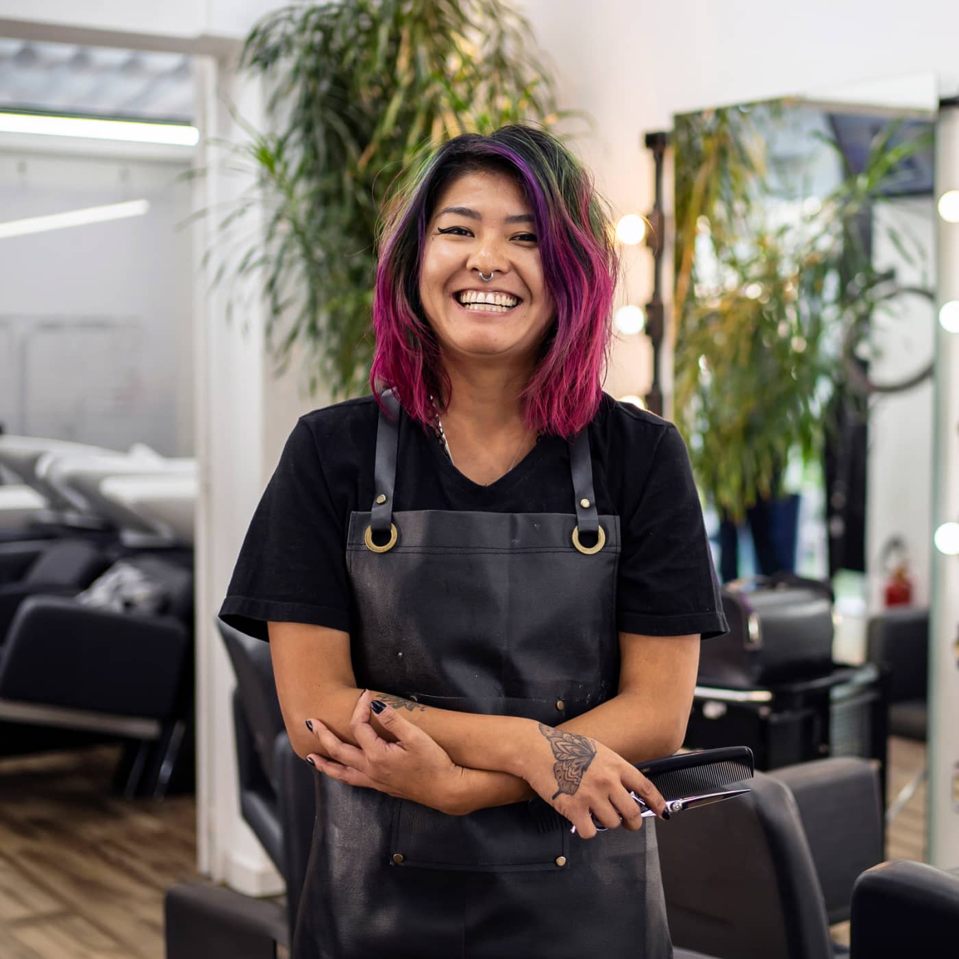 Smiling business owner