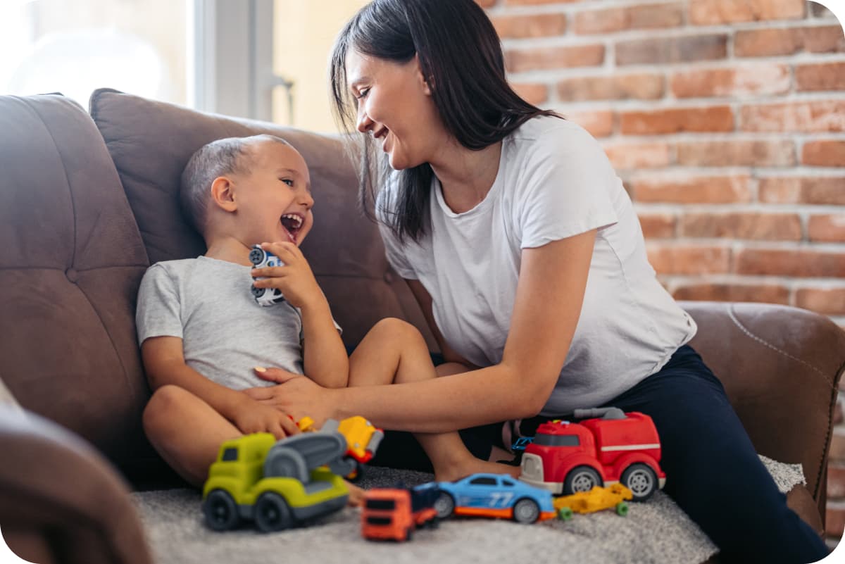 Woman and child playing 