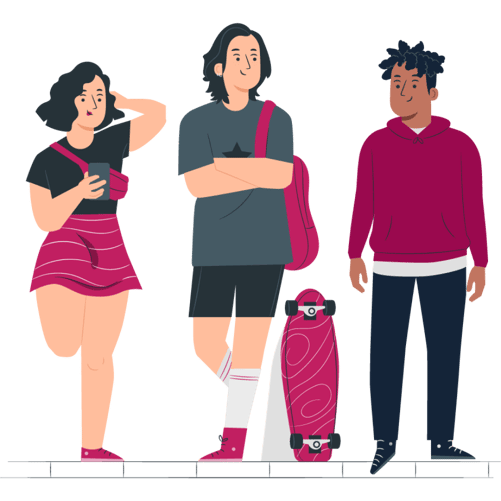 Illustration teens hanging out