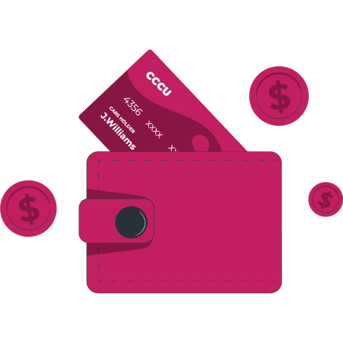 Illustration of credit card and wallet