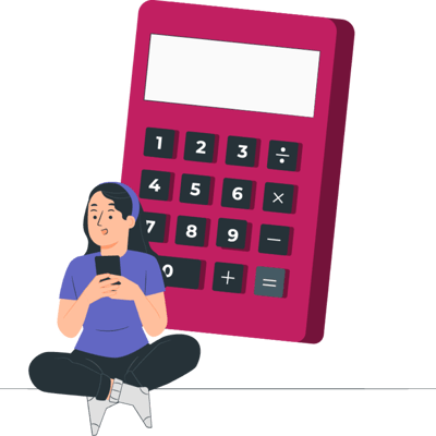 illustration of girl with calculator