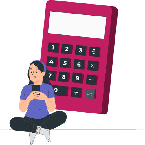 Illustration of girl with calculator