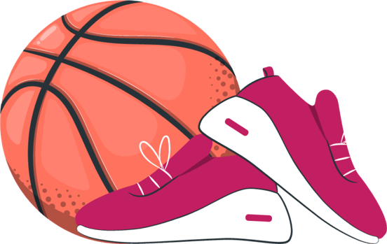 illustration of basketball and hightops