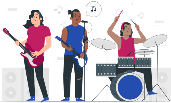 illustration of band playing music