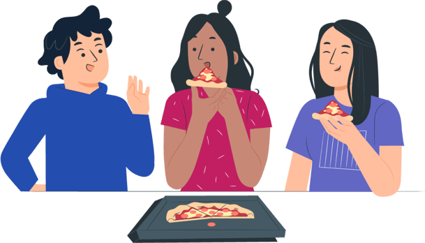 illustration of kids enjoying a pizza party