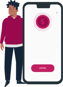 Illustration of teen with phone