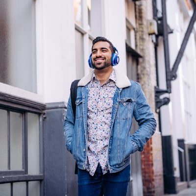 Man walking with headphones